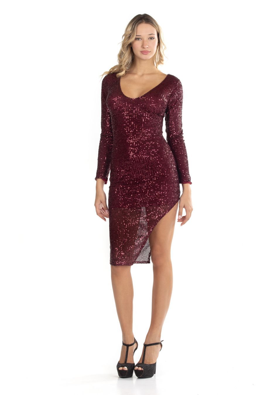 Sequin dress with a split